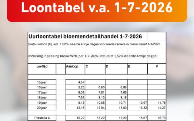 Nieuwe loontabel per 1 juli 2026 - nieuw WML met vaste opslag 1,52% verwerkt